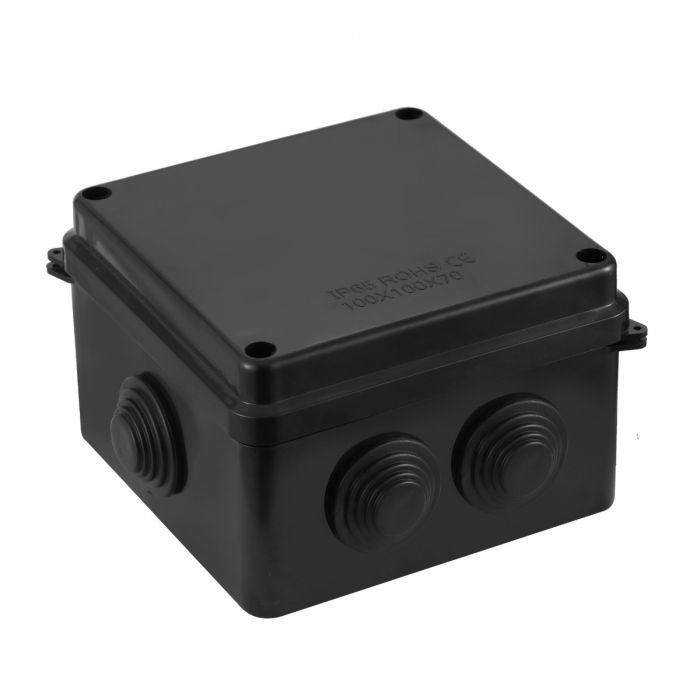 IP65 Waterproof Black Surface Junction Box (100x100x70mm)