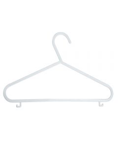 White Plastic Children's Clothes Hanger with Shoulder Notches - 29cm