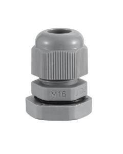 M16 IP68 Compression Cable Gland 4mm - 8mm with Locknut, Conduit Size 12mm - Grey