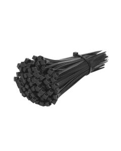 300mm x 4.8mm Black Nylon Cable Ties  - Pack of 100