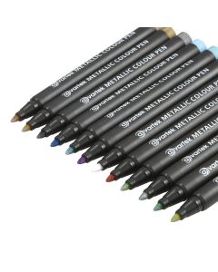 12 Metallic Marker Pens Art Paint Bold Colours 