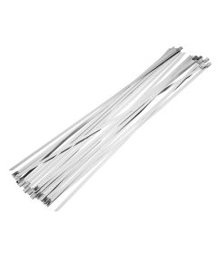 4.6mm x 1200mm Stainless Steel Silver Cable Ties  - Pack of 100