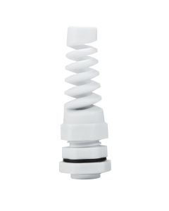 AVARTEK IP68 PG13.5 Nylon Spiral Gland, 6 - 12mm Cable Range - White