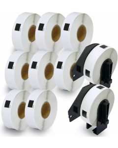 10 x Brother DK-11204 Compatible Labels, 17mm x 54m Continuous White Direct Thermal Labels