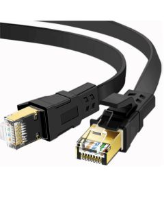 FLAT 0.5m CAT8 SSTP Shielded 2000MHz 40Gbps High Speed Ethernet Cable RJ45 - Black