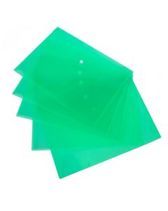 A4 Document Green Wallets Transparent Polypropylene 23.5 x 33.5 cm Pack of 5