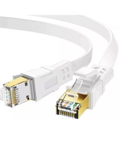 FLAT 1m CAT8 SSTP Shielded 2000MHz 40Gbps High Speed Ethernet Cable RJ45 - White