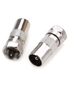 2 X Female Coax Socket To F Type Male Tv Aerial Coaxial Cable Connector Adapter