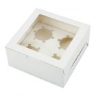 Cupcake Box, Holds 4 (10 Pack) White with Window Size