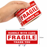 2000 Fragile Handle With Care Thank You stickers 76 x 152mm
