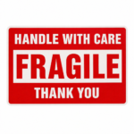 76 x 152mm Fragile Handle With Care Thank You self-adhesive warning label
