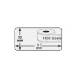 White 32mm x 57mm polypropylene self-adhesive thermal label