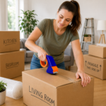 Packaging tape dispenser gun with ergonomic handheld design