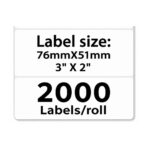 76mm x 51mm 3x2 direct thermal self adhesive labels
