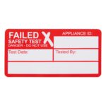 failed PAT testing stickers for electrical appliances