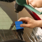 blue vinyl applicator squeegee tool for removing air bubbles