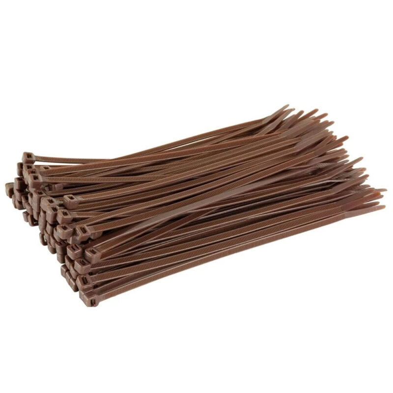 Home 391 200mm x 4.8mm Brown Nylon Cable Ties – Pack of 100
